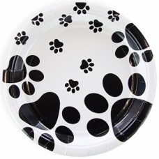 Тарелки (9''/23 см) Лапки, Белый/Черный, 6 шт. 