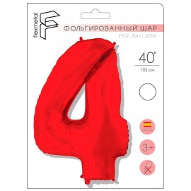 И 40 Цифра "4" красный в упаковке / Four / 1 шт. 