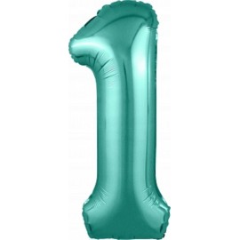 Шар (40''/102 см) Цифра, 1 Slim, Бискайский зеленый, 1 шт. в упак. 