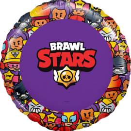 Шар (18''/46 см) Круг, Brawl Stars, Команда бойцов, дизайн №1, Фиолетовый, 1 шт. в упак. 