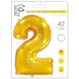 И 40 Цифра "2" золото в упаковке / Two / 1 шт. 