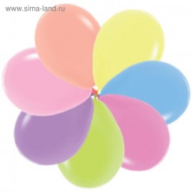 Шар (12''/30 см) Ассорти, неон, флюор, 50 шт.
